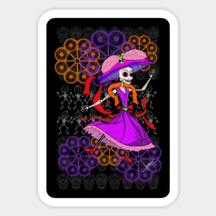 Random dancing catrina skull ecopop pattern Sticker